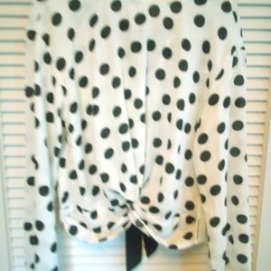 Haute Monde Polka dot pullover top NWT M